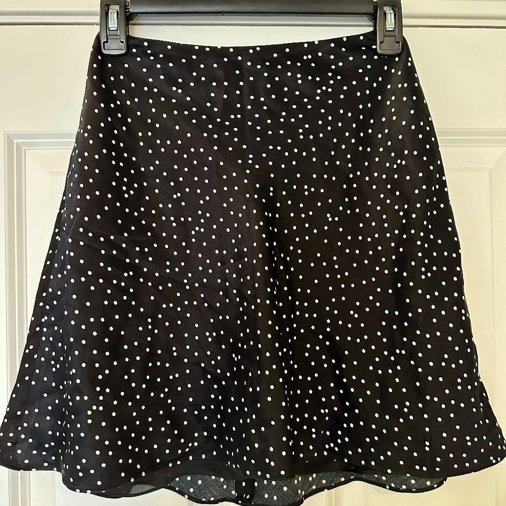 & Other Stories Satin Black & White Polka Dot Skater Skirt Size 0